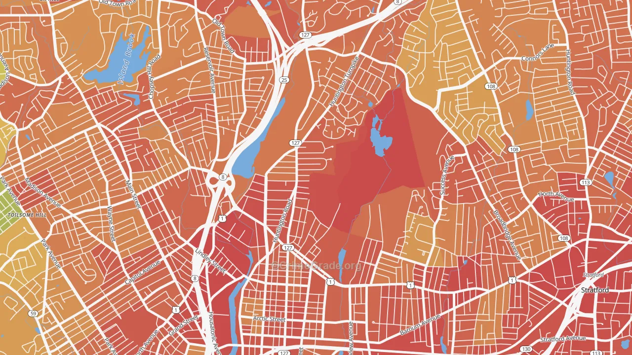 North Bridgeport, Bridgeport, CT Map of Vehicle Theft Rates