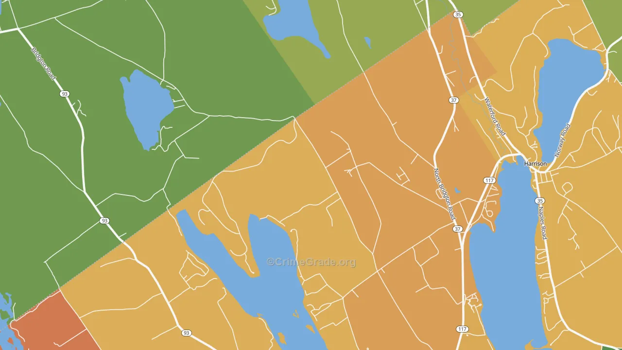 North Bridgton, ME Map of Vehicle Theft Rates