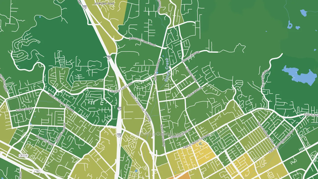 North Broadway, Escondido, CA Map of Vehicle Theft Rates