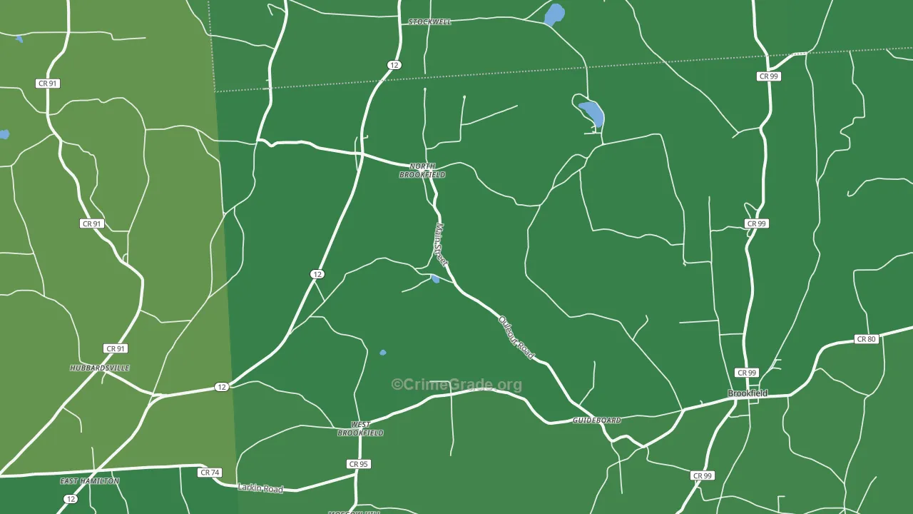 North Brookfield, NY Map of Vehicle Theft Rates