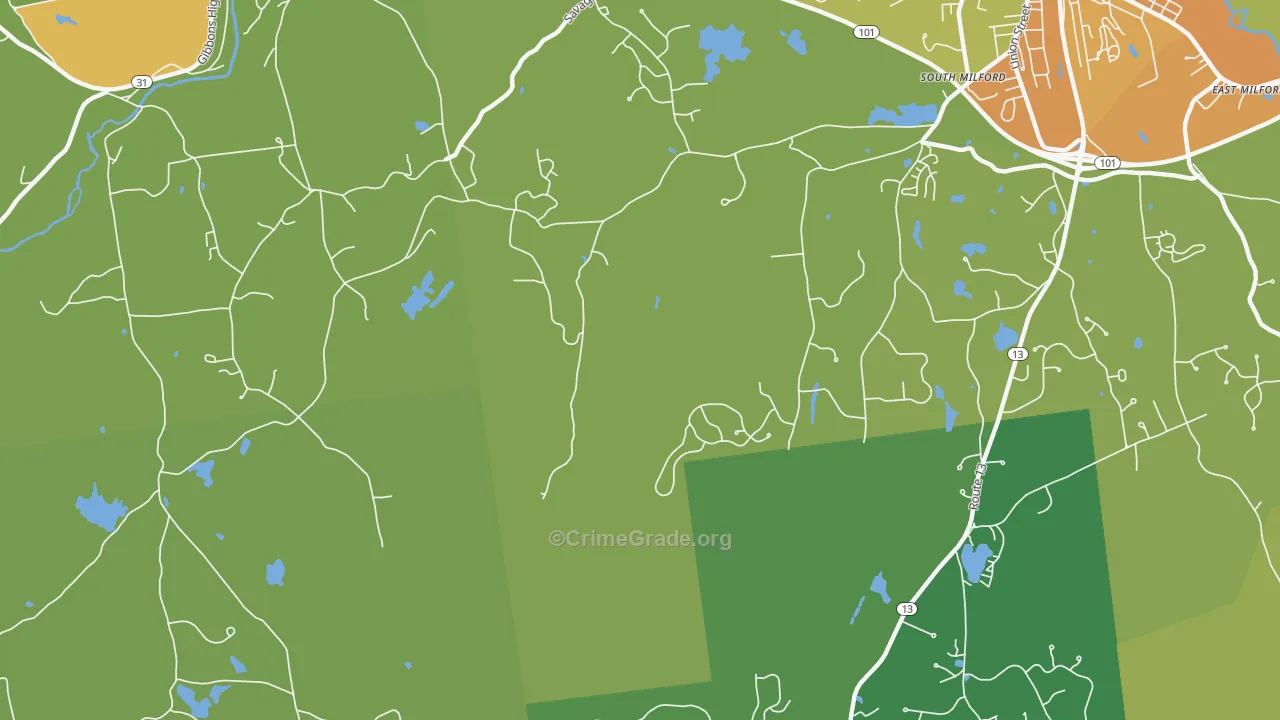North Brookline, NH Map of Vehicle Theft Rates