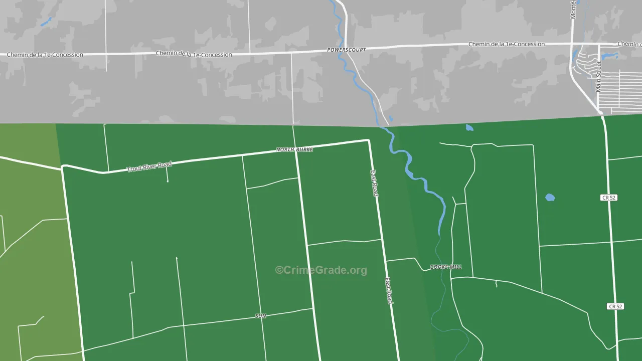 North Burke, NY Map of Vehicle Theft Rates