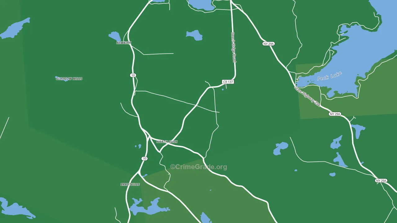 North Bush, NY Map of Vehicle Theft Rates