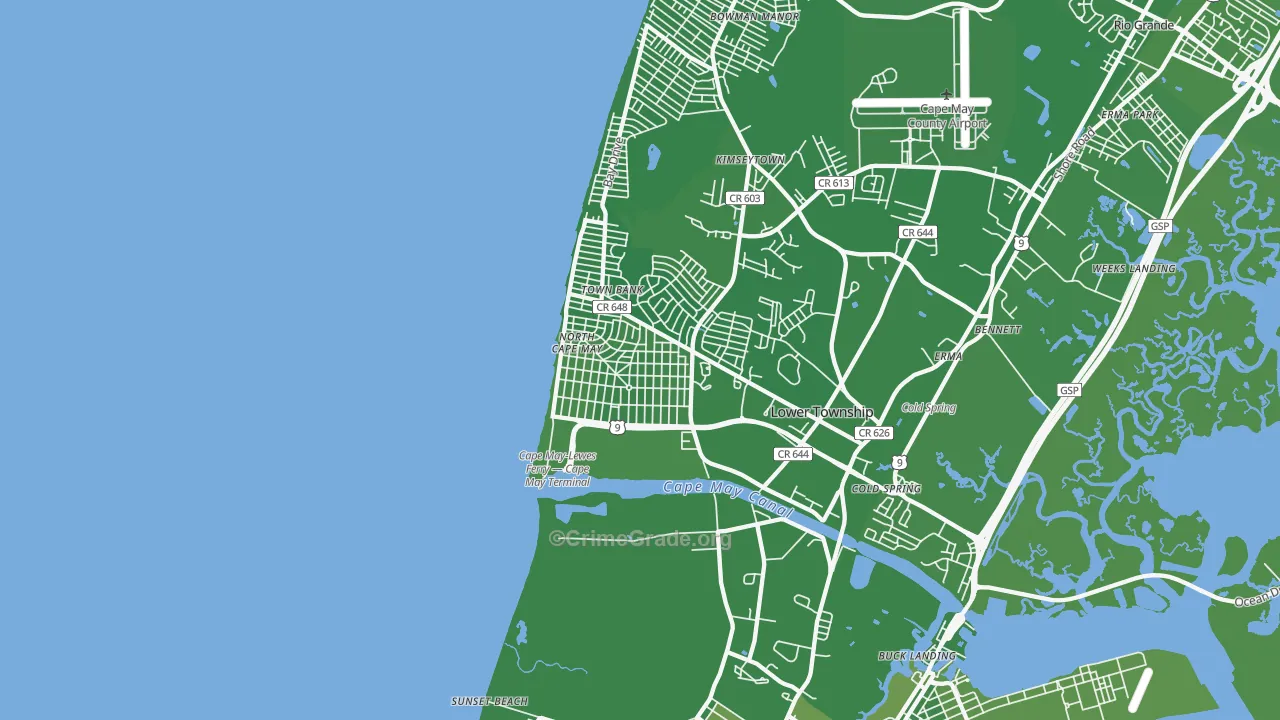 North Cape May, NJ Map of Vehicle Theft Rates