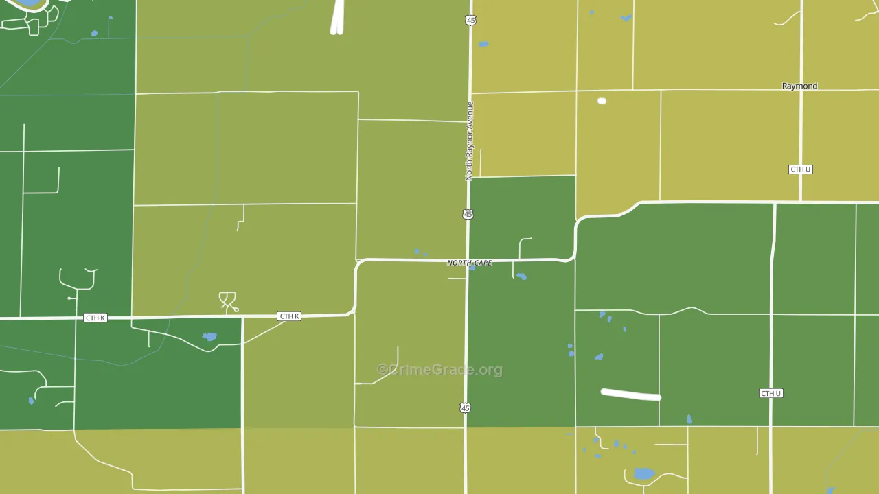 North Cape, WI Map of Vehicle Theft Rates