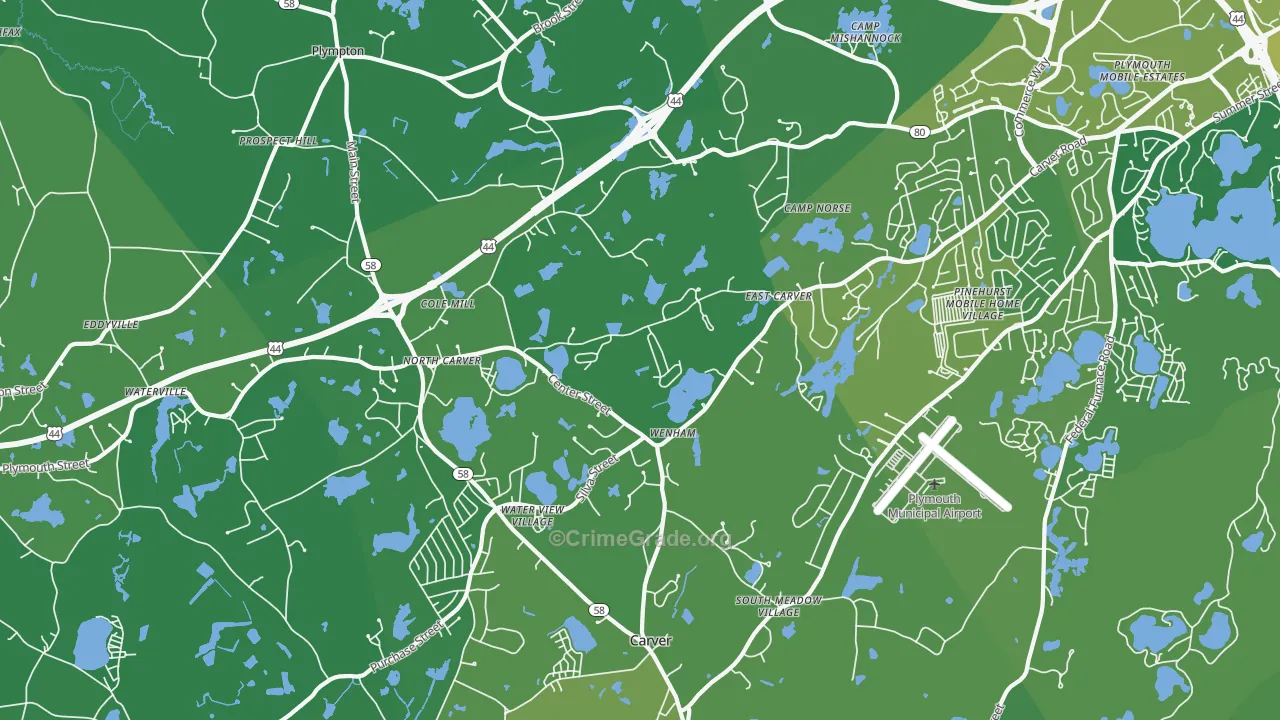 North Carver, MA Map of Vehicle Theft Rates