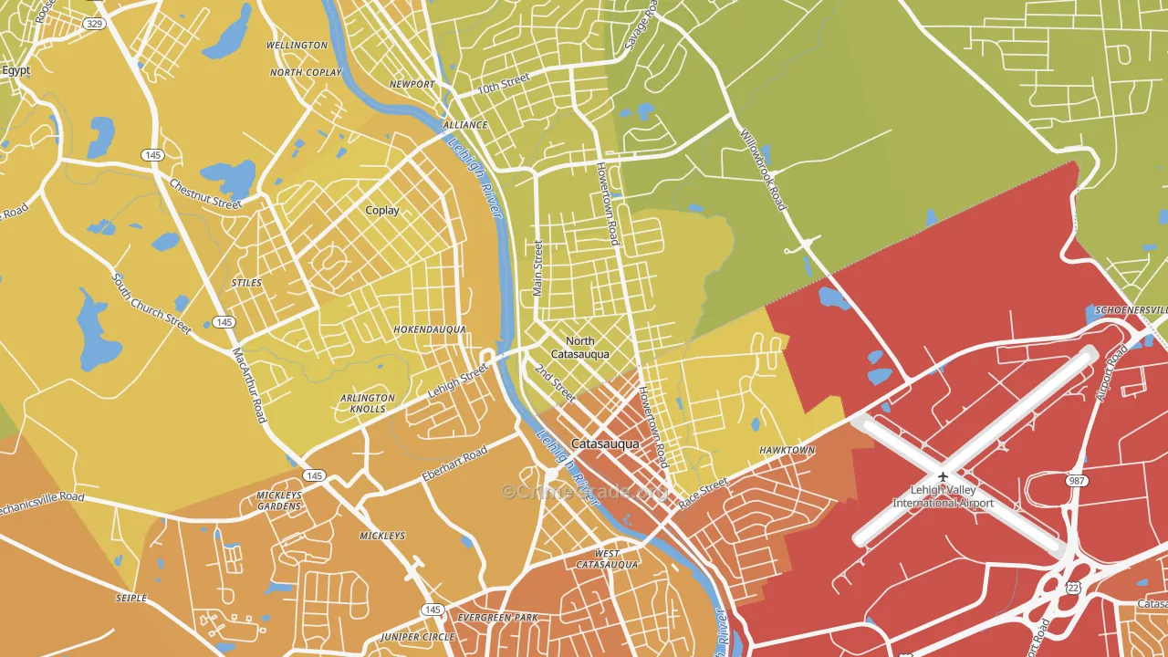 North Catasauqua, PA Map of Vehicle Theft Rates