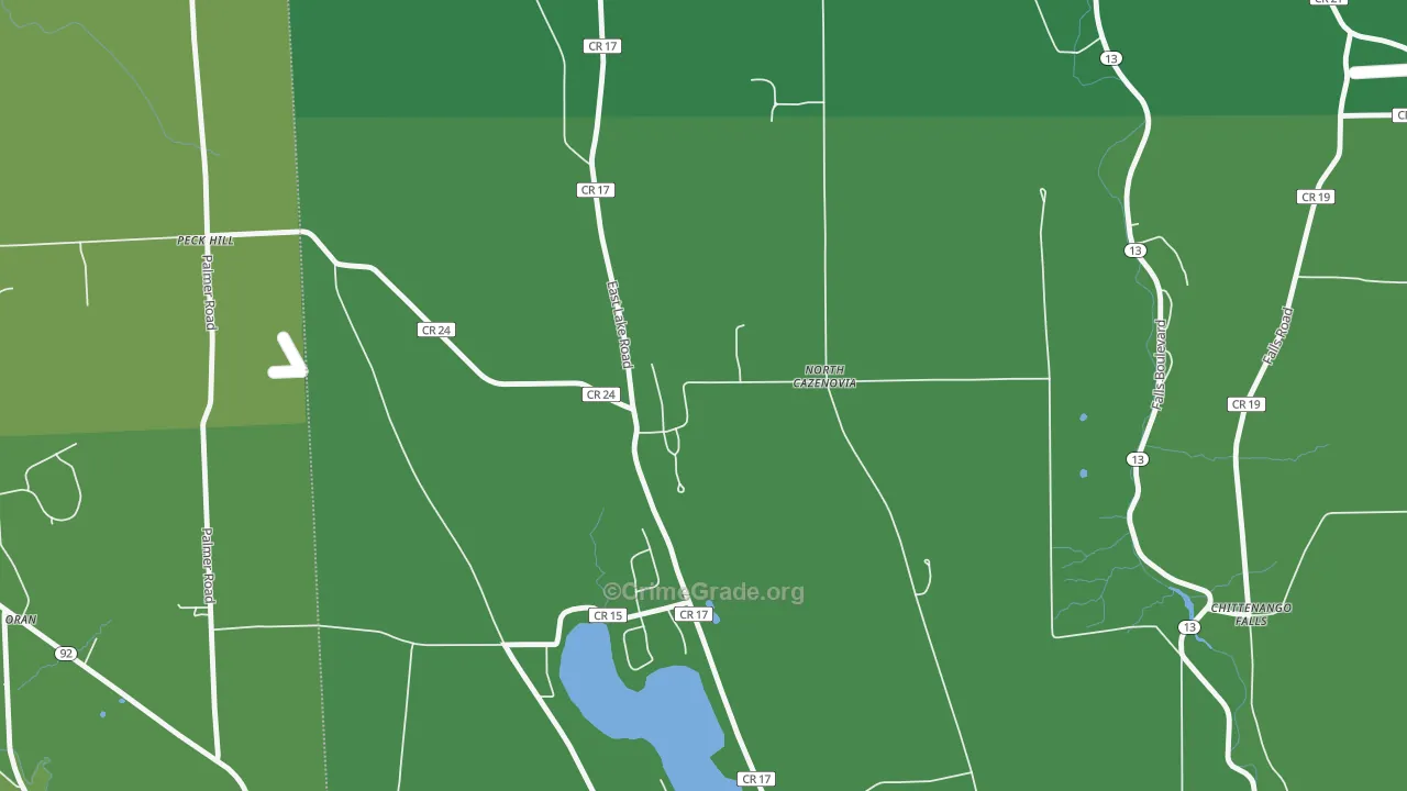 North Cazenovia, NY Map of Vehicle Theft Rates