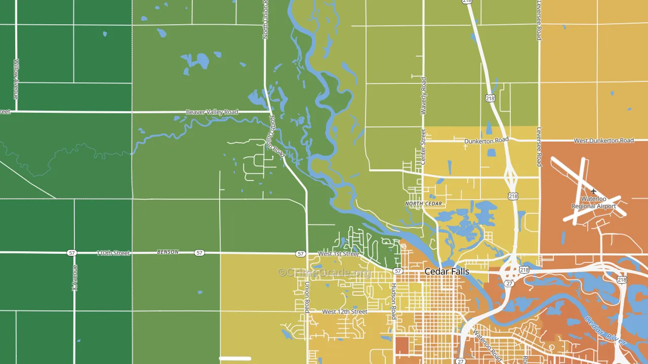 North Cedar, IA Map of Vehicle Theft Rates