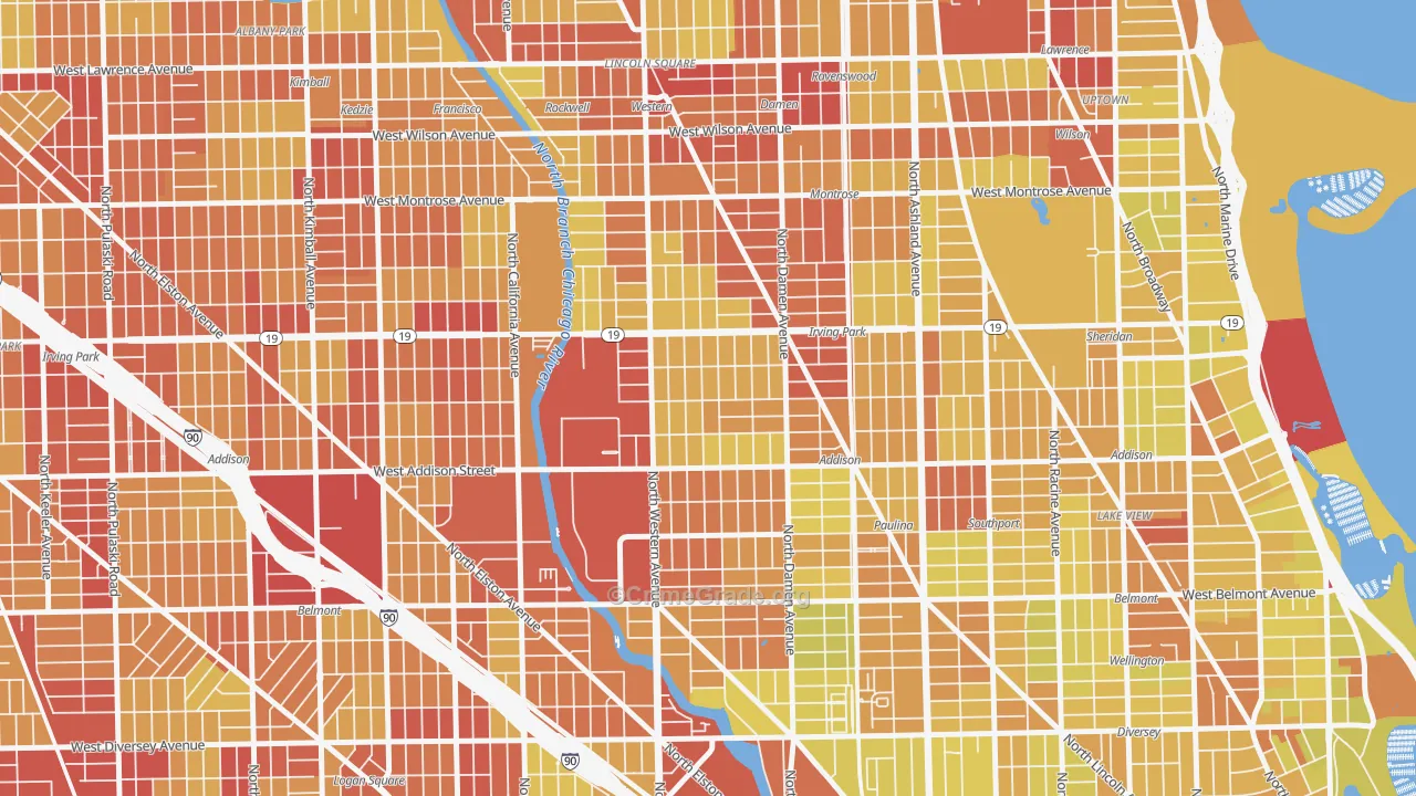 North Center, Chicago, IL Map of Vehicle Theft Rates