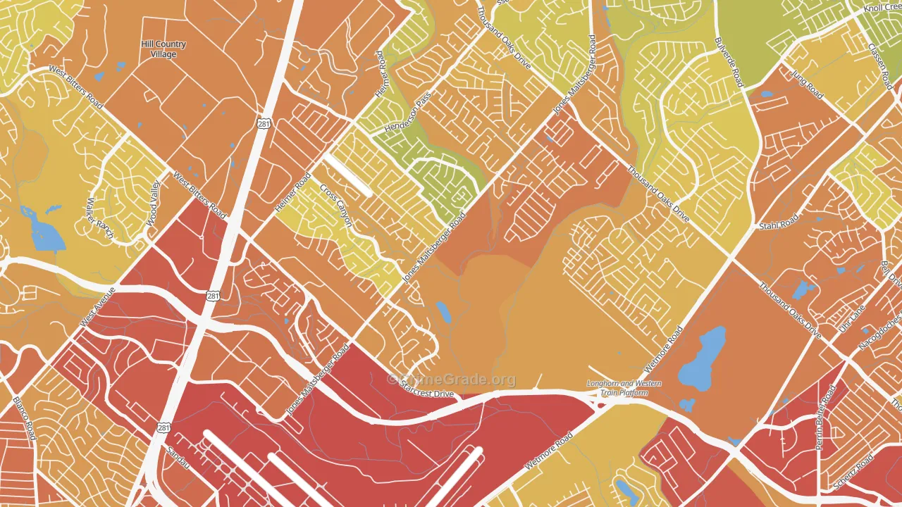 North Central Heritage, San Antonio, TX Map of Vehicle Theft Rates