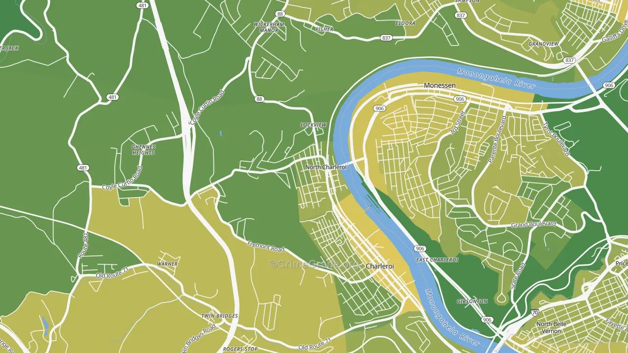 North Charleroi, PA Map of Vehicle Theft Rates