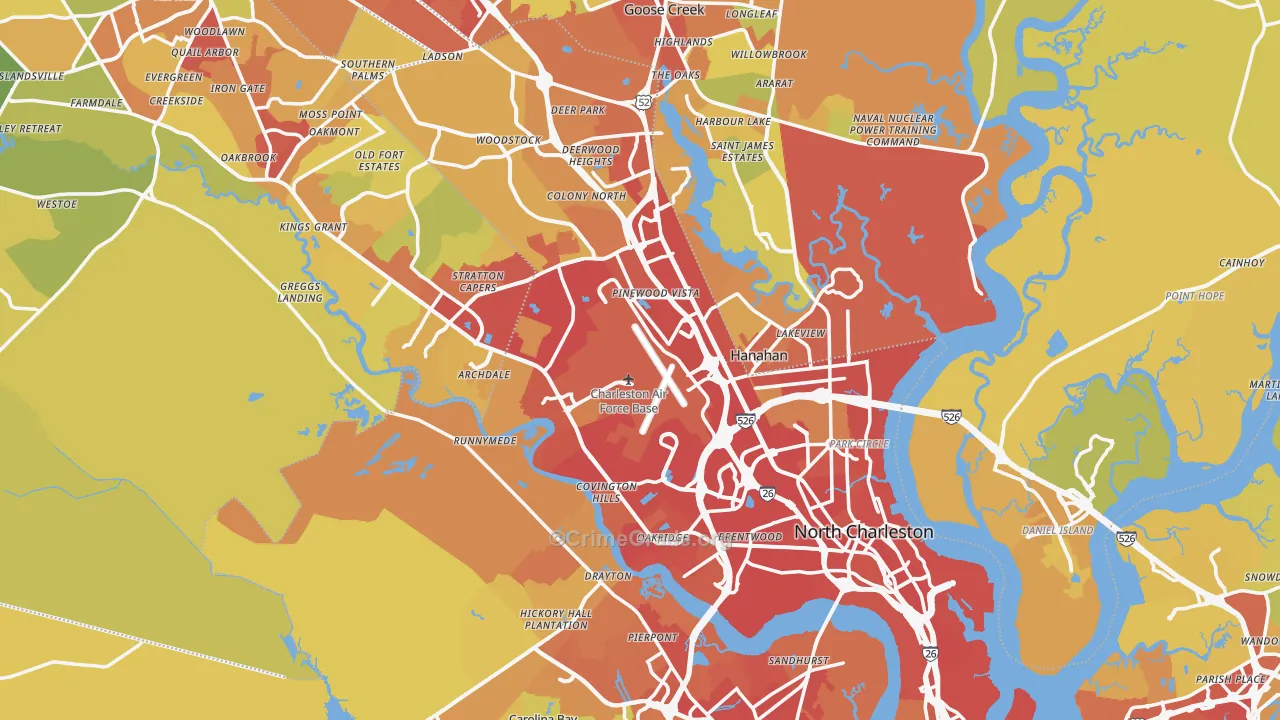North Charleston, SC Map of Vehicle Theft Rates