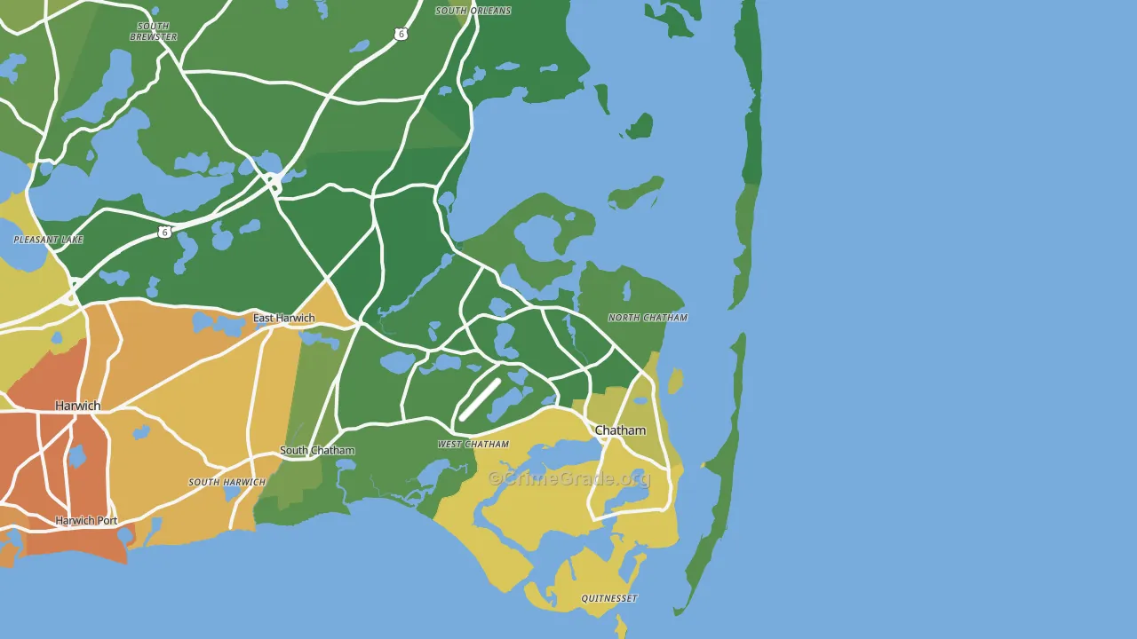 North Chatham, MA Map of Vehicle Theft Rates