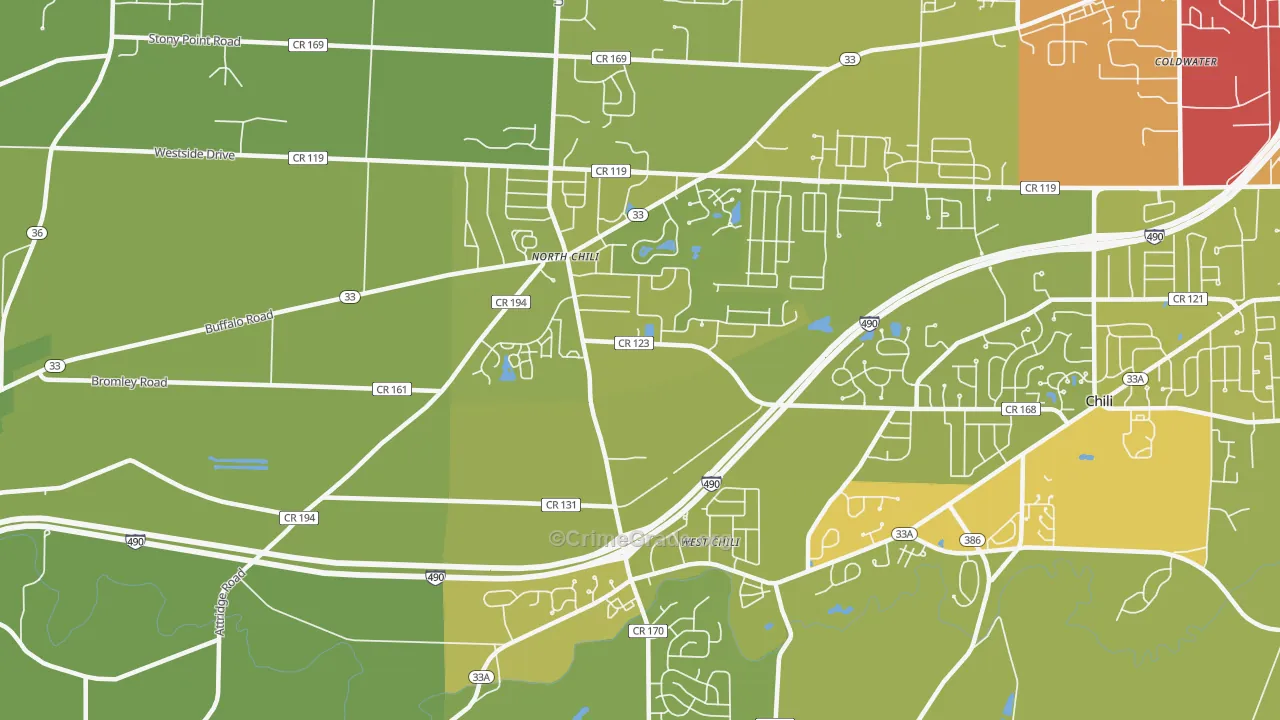 North Chili, NY Map of Vehicle Theft Rates