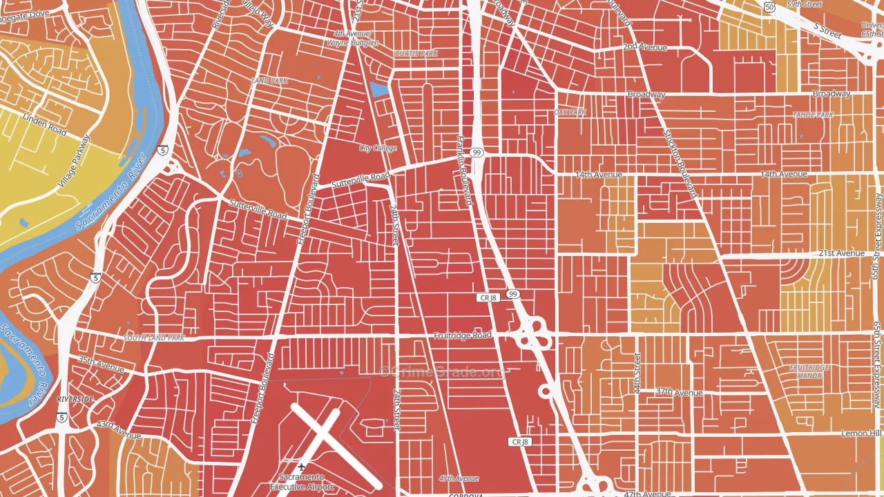 North City Farms, Sacramento, CA Map of Vehicle Theft Rates