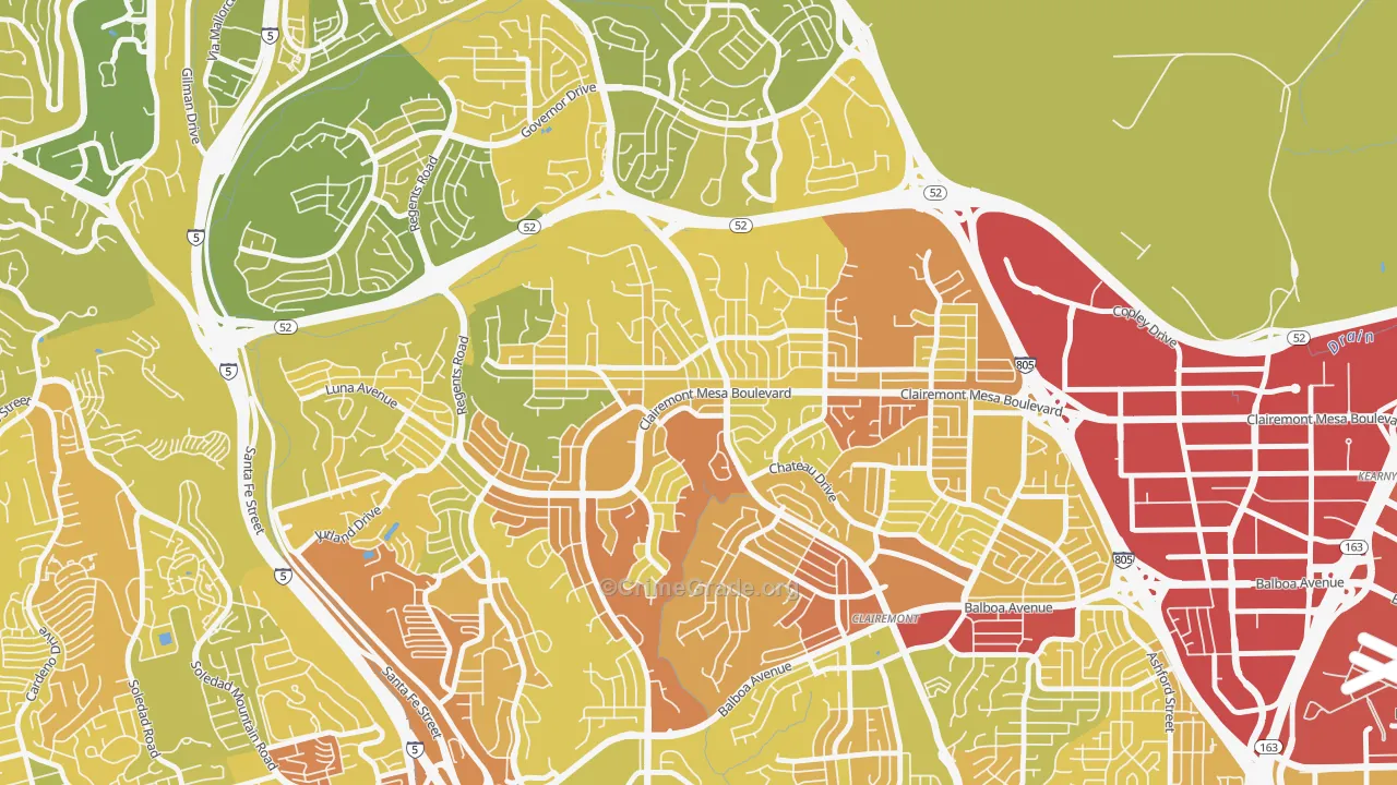North Clairemont, San Diego, CA Map of Vehicle Theft Rates