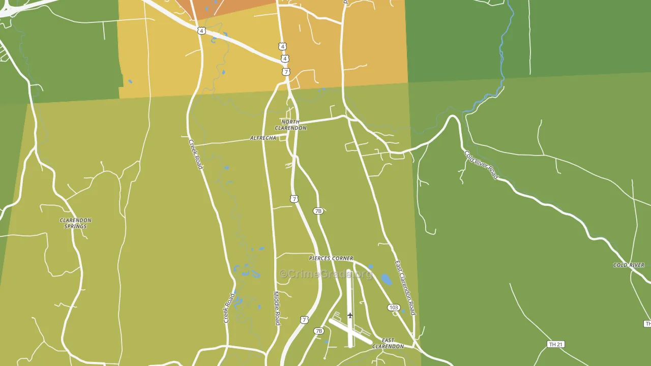 North Clarendon, VT Map of Vehicle Theft Rates