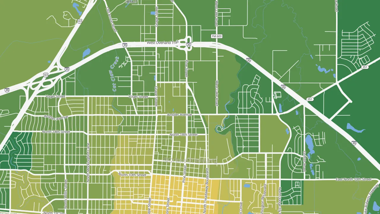 North College, Abilene, TX Map of Vehicle Theft Rates