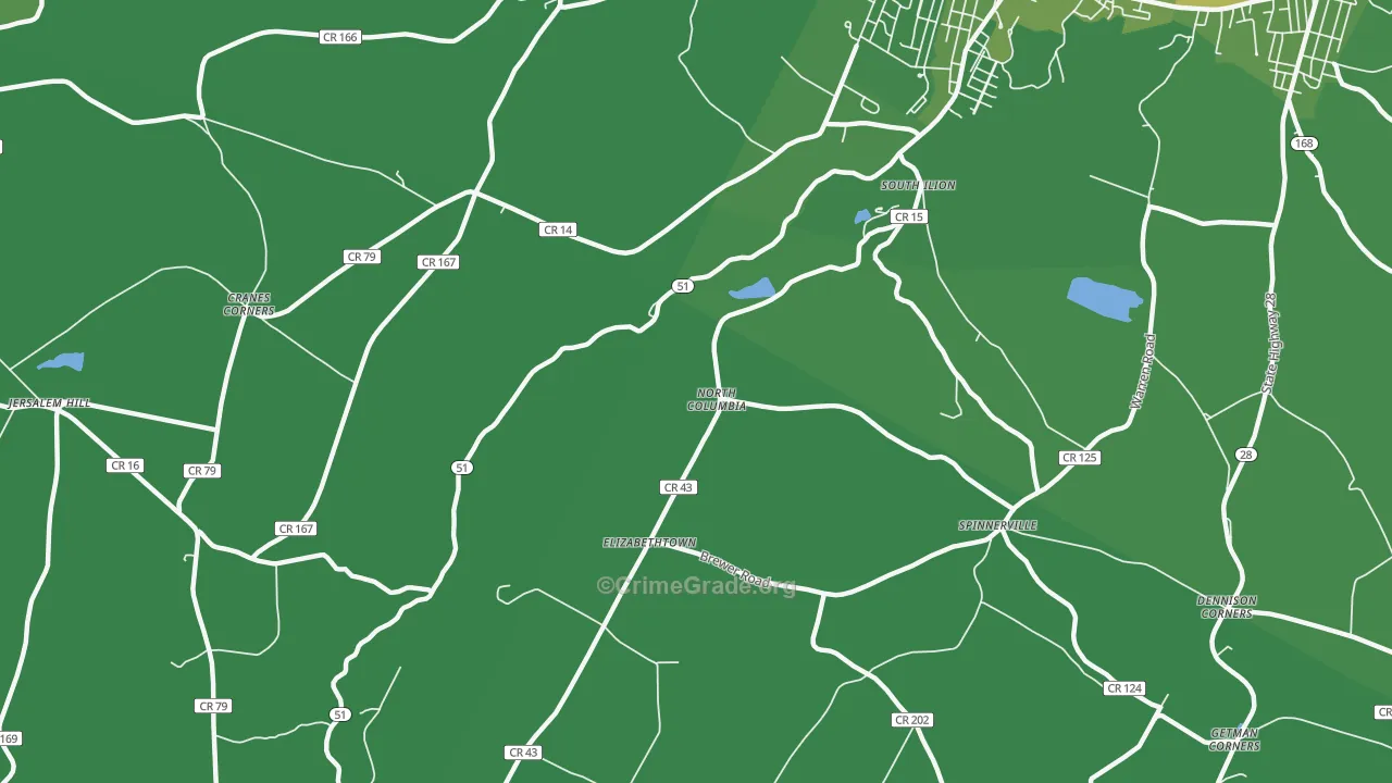 North Columbia, NY Map of Vehicle Theft Rates