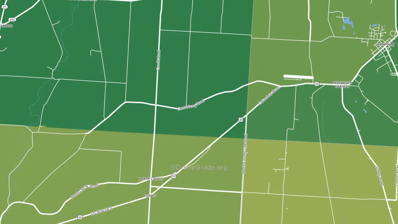 North Condit, OH Map of Vehicle Theft Rates