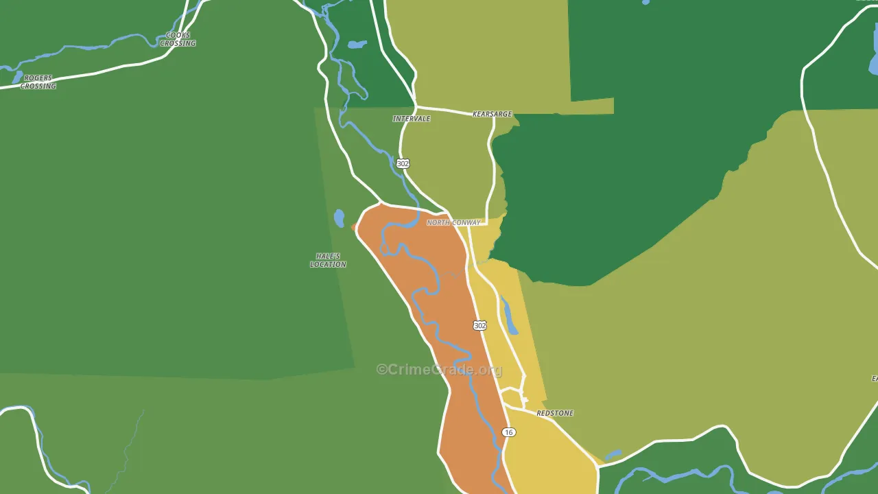 North Conway, NH Map of Vehicle Theft Rates