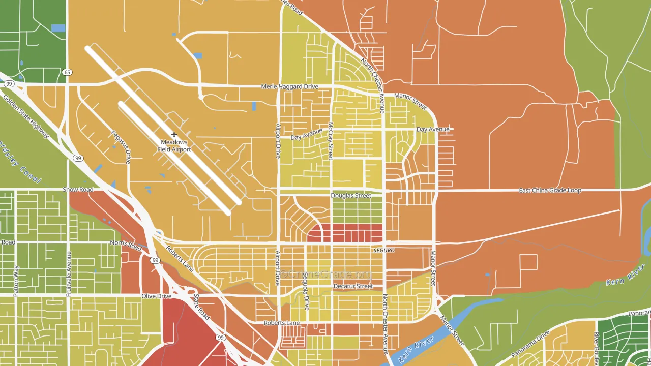 North Country Meadows, Oildale, CA Map of Vehicle Theft Rates