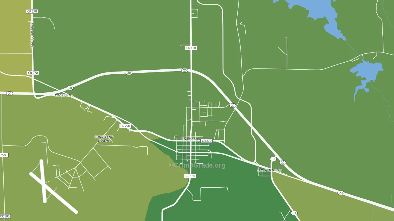 North Courtland, AL Map of Vehicle Theft Rates