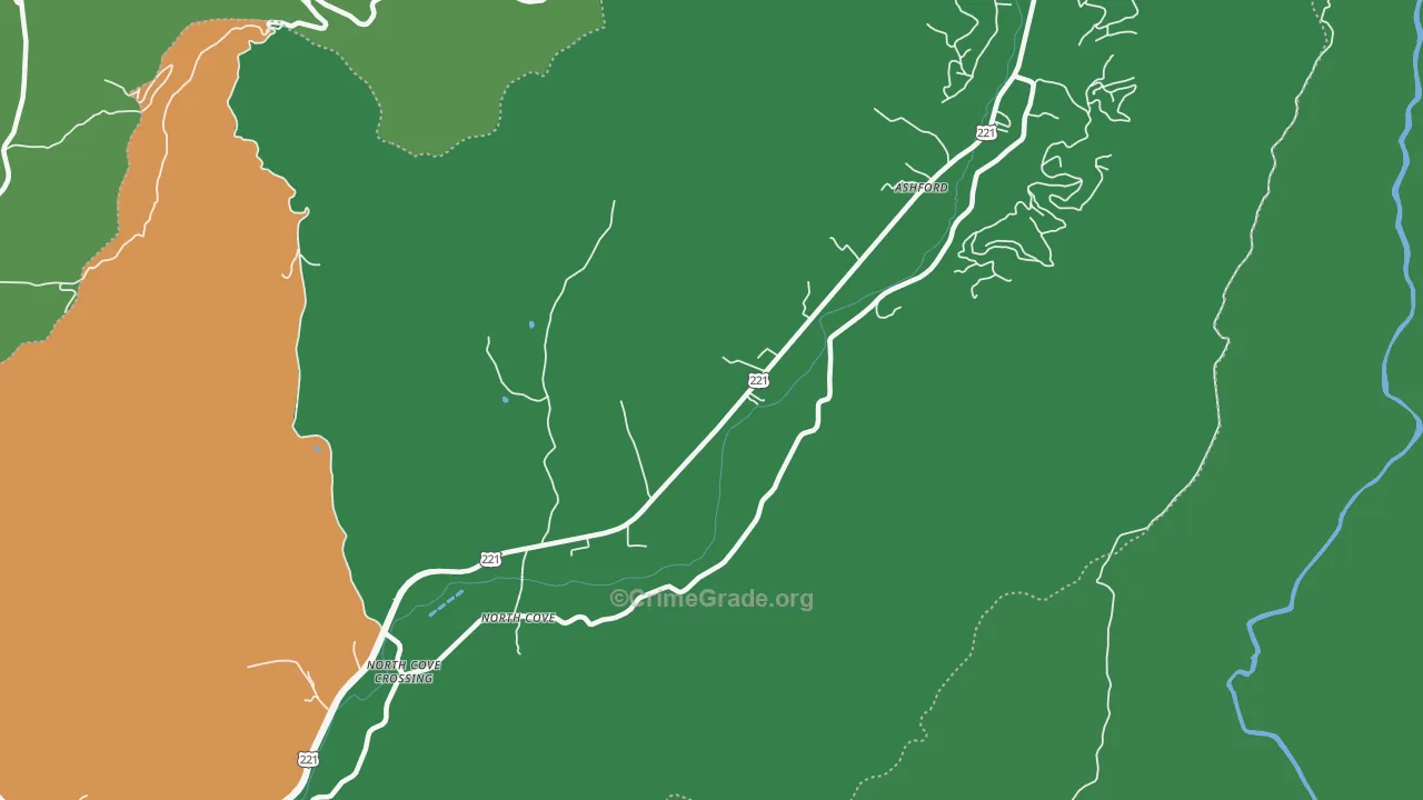 North Cove, NC Map of Vehicle Theft Rates
