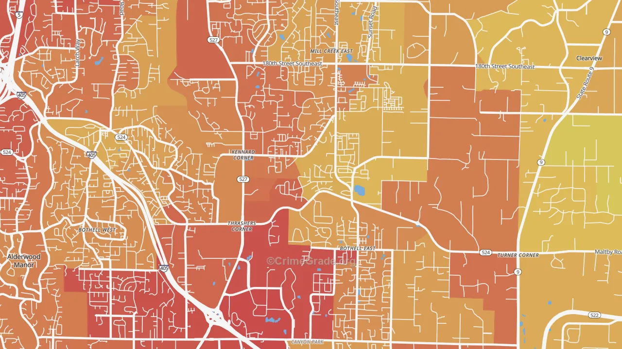 North Creek, Bothell, WA Map of Vehicle Theft Rates