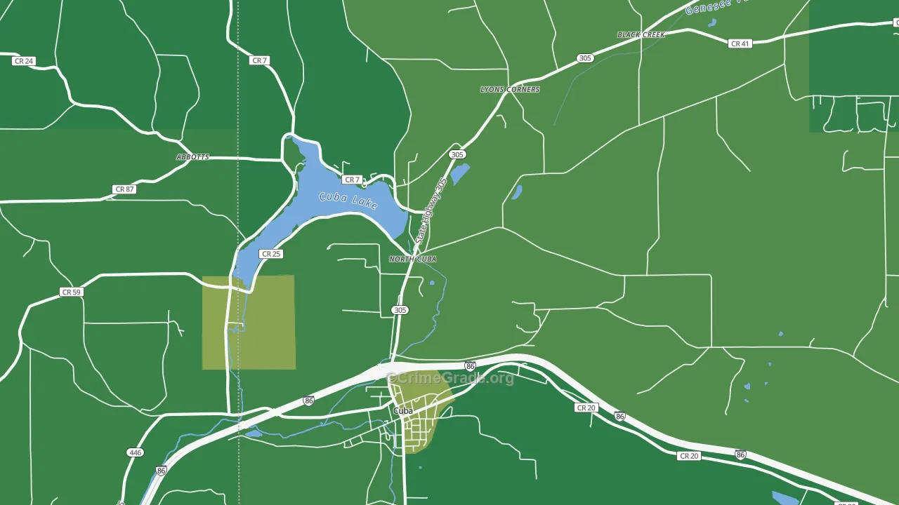 North Cuba, NY Map of Vehicle Theft Rates