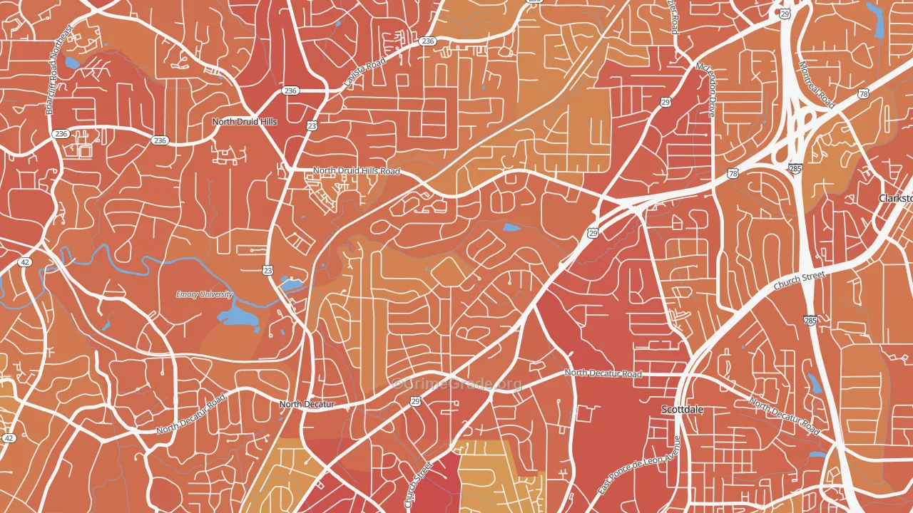 North Decatur, GA Map of Vehicle Theft Rates