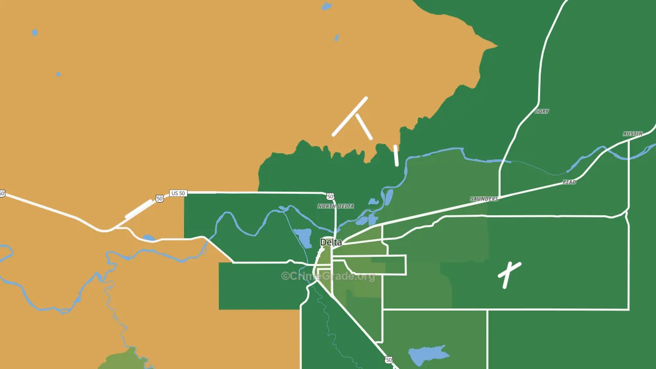 North Delta, CO Map of Vehicle Theft Rates