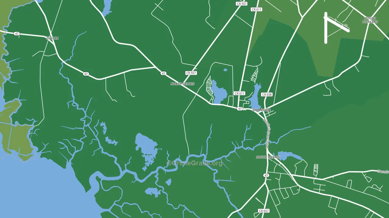 North Dennis, NJ Map of Vehicle Theft Rates