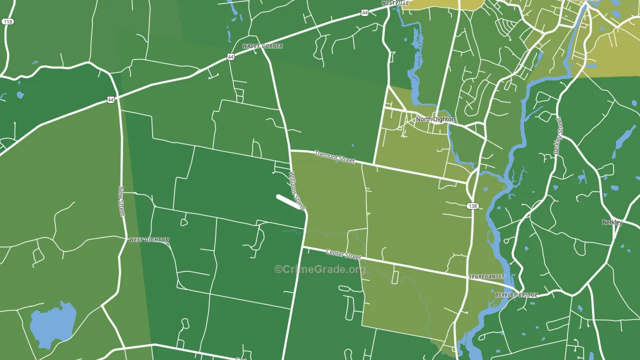 North Dighton, MA Map of Vehicle Theft Rates