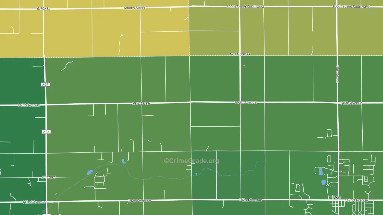 North Dorr, MI Map of Vehicle Theft Rates