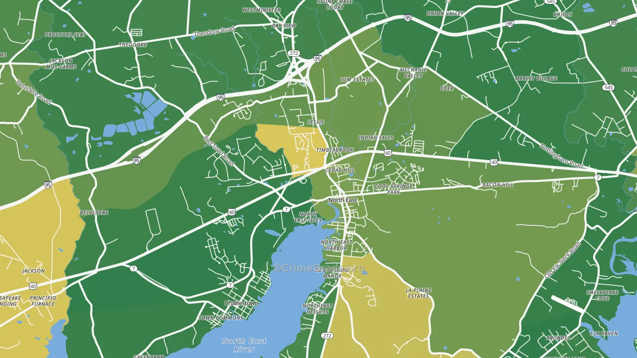 North East, MD Map of Vehicle Theft Rates