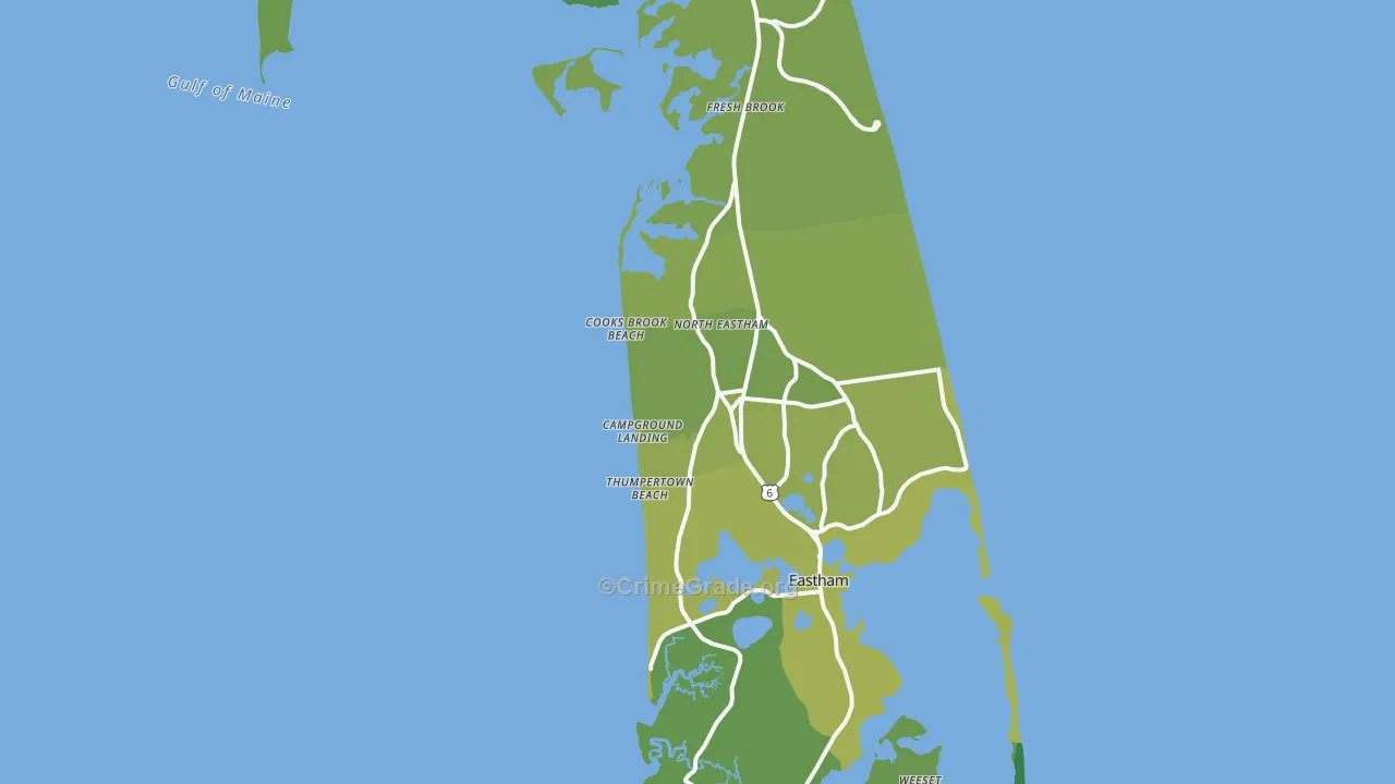 North Eastham, MA Map of Vehicle Theft Rates