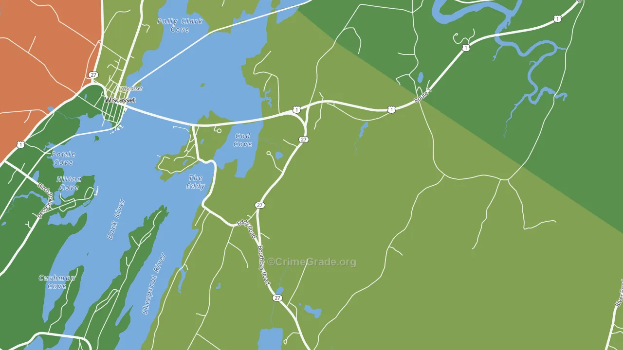 North Edgecomb, ME Map of Vehicle Theft Rates