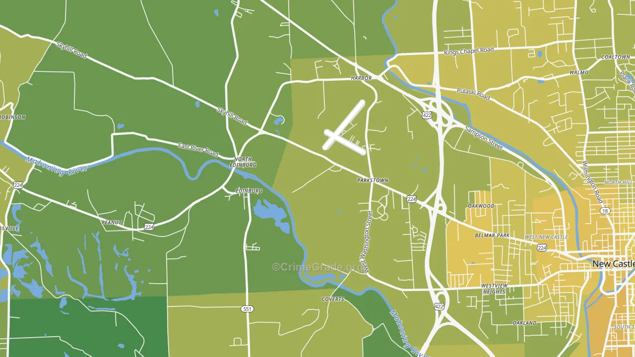 North Edinburg, PA Map of Vehicle Theft Rates