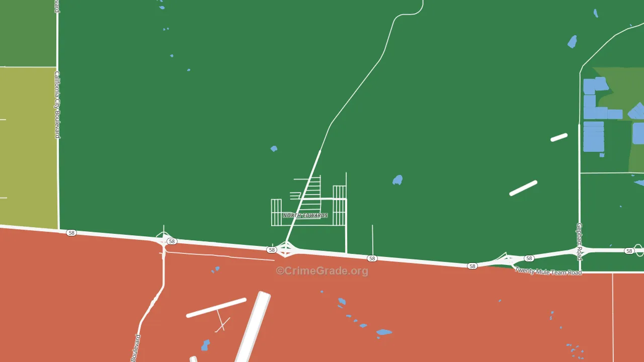 North Edwards, CA Map of Vehicle Theft Rates