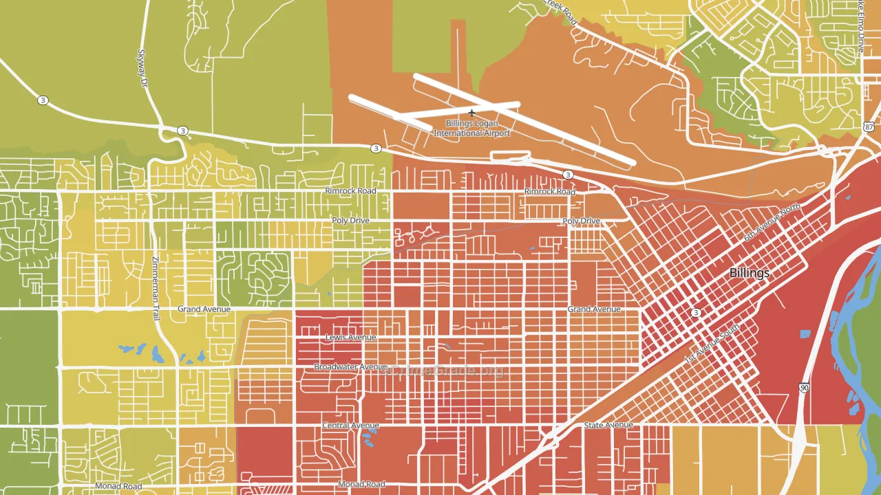 North Elevation, Billings, MT Map of Vehicle Theft Rates