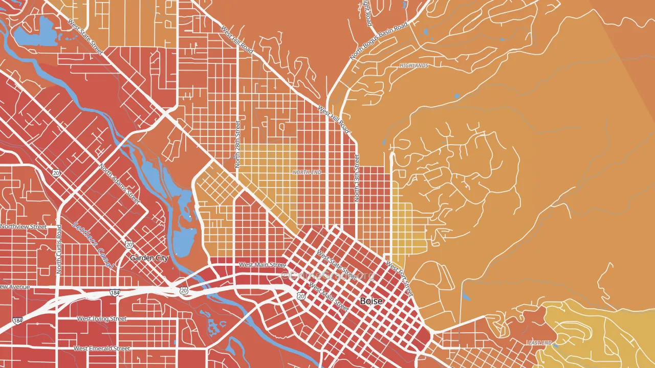 North End, Boise, ID Map of Vehicle Theft Rates