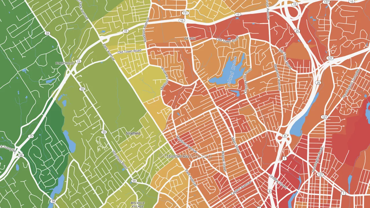 North End, Bridgeport, CT Map of Vehicle Theft Rates
