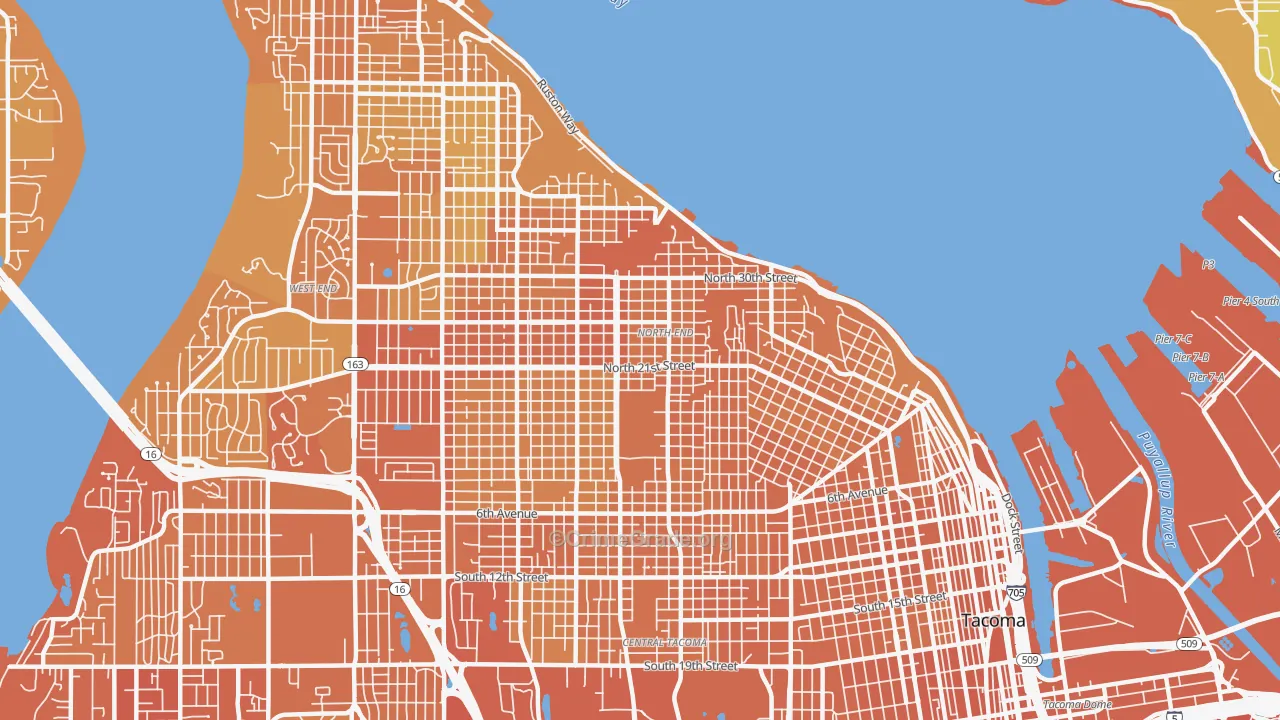 North End, Tacoma, WA Map of Vehicle Theft Rates