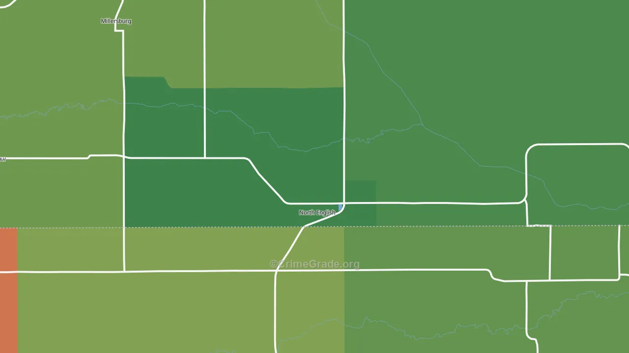 North English, IA Map of Vehicle Theft Rates