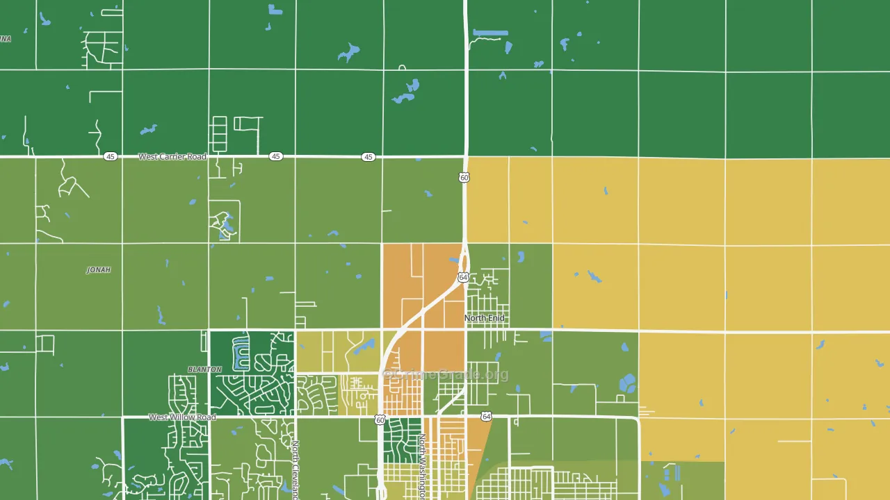 North Enid, OK Map of Vehicle Theft Rates