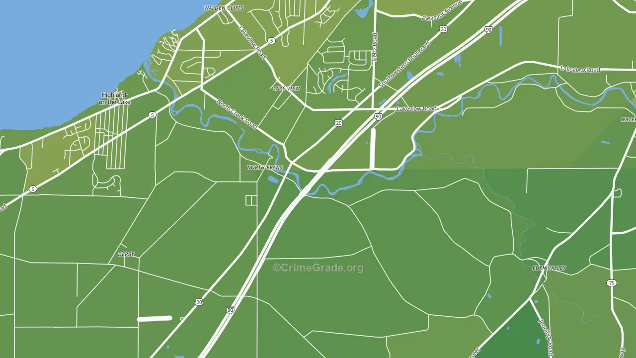 North Evans, NY Map of Vehicle Theft Rates