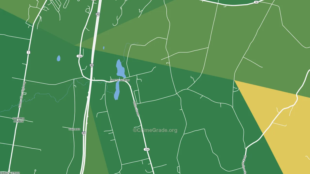 North Fairfax, VT Map of Vehicle Theft Rates