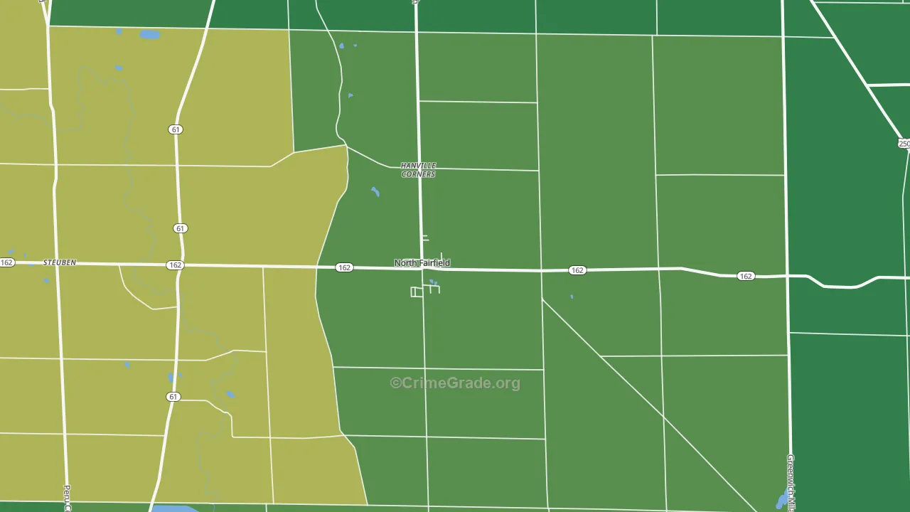 North Fairfield, OH Map of Vehicle Theft Rates